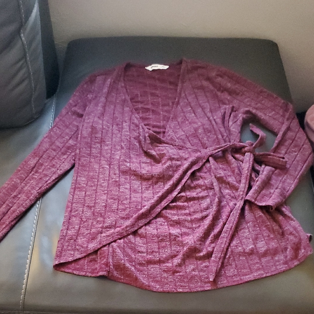 Sonoma Burgundy Knit WRAP Sweater MATERNITY LARGE